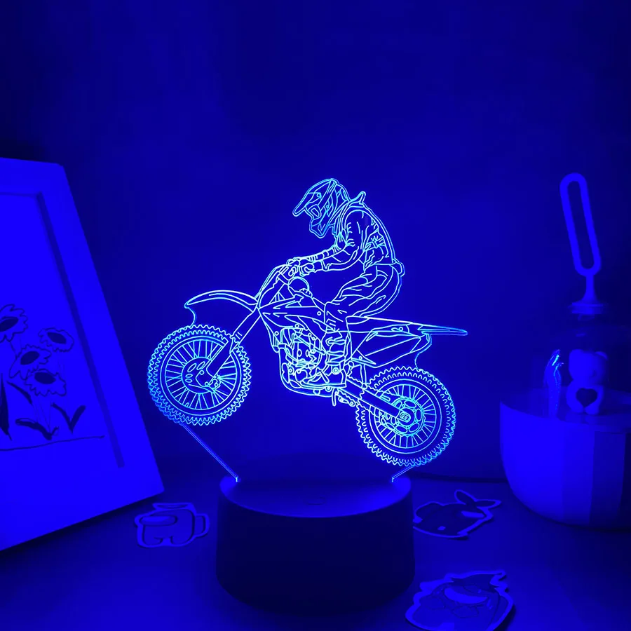 Мотоциклетный спорт, 3D светодиодные Неоновые ночные огни, Красочные Крутые Подарки на День Рождения Для друзей, Декор стола в детской спальне, Горячие Лавовые Лампы