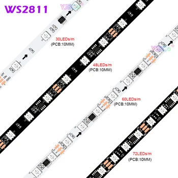 12V 24V 5m WS2811 5050 RGB Светодиодная Лента адресуемая 30/48/60/72 светодиодов/м Внешняя микросхема Smart pixel Lights Bar гибкая Лента IP30/65/67