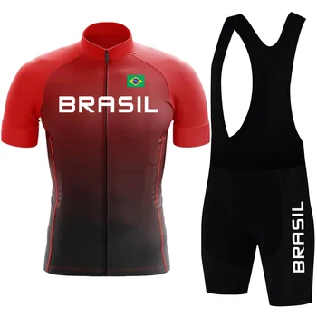 2024 Brasil Team Велоспорт Джерси Комплект Дышащая Мужская Новая Рубашка С Коротким Рукавом Велосипедный Нагрудник Шорты 20D Гелевая Прокладка Летняя Велосипедная Одежда
