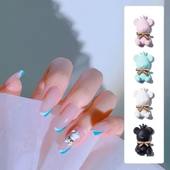 3D Талисманы для ногтей Мультяшные украшения для ногтей Мини-мода Macaron Color Bear Украшение ногтей Маникюр Корона Медведь Украшения для ногтей