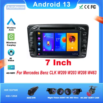 7-дюймовый автомобильный Bluetooth Android для MERCEDES BENZ CLK W209 W203 W208 W463 Мультимедийный сенсорный экран Камера автомобиля 5G Wifi дисплей