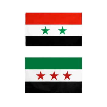 90 *150 см Сирийская Арабская Республика Сирийский Флаг с Тремя и Двумя Звездами, Баннер, Висящий На Украшении Дома