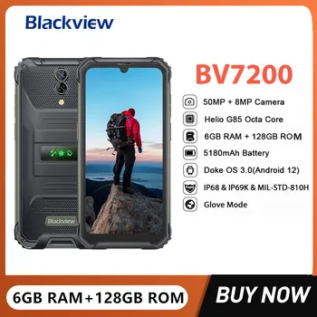 Blackview BV7200 Водонепроницаемый Прочный Смартфон Helio G85 Восьмиядерный 6 ГБ + 128 ГБ 6,1-Дюймовая 50-Мегапиксельная Камера Мобильного Телефона 5180 мАч Аккумулятор NFC