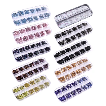 DIY Set Flatback Jewels Стразы Для Ногтей Наборы Круглых Бусин Flatback Glass Драгоценные Камни Кристаллы