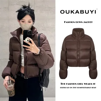 Internet famoso estilo americano jaqueta curta, outono feminino e inverno jaqueta de pão curto, jaqueta de algodão, casaco de in