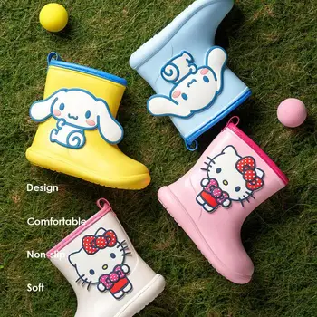 Kawaii Sanrio Hello Kitty Cinnamoroll/ Детские Непромокаемые Ботинки с Рисунком из Мультфильма 