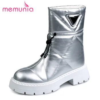 MEMUNIA / Новинка 2023 года; Женские Ботинки на синтетической платформе; Обувь на толстом среднем каблуке; Женские Зимние Ботильоны без застежки