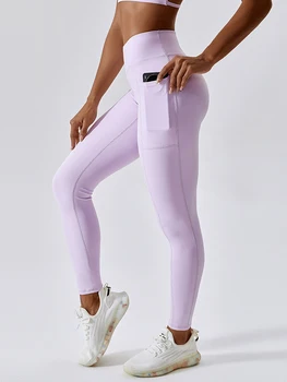 SVOKOR, женские брюки для бега с перекрестной талией, леггинсы с карманами для фитнеса, подтягивающие бедра, быстросохнущие дышащие эластичные брюки