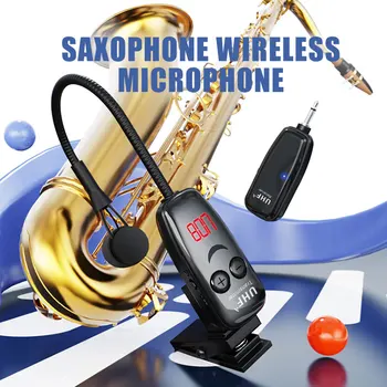 UHF Беспроводная Микрофонная Система для Саксофона Clip on Музыкальные Инструменты Беспроводной Приемник Передатчик для Саксофонной Трубы