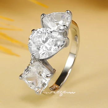 Vinregem 8*10 ММ, созданное лабораторией Sapphire Gems Модное коктейльное кольцо из стерлингового серебра 925 пробы для женщин, свадебные украшения Оптом