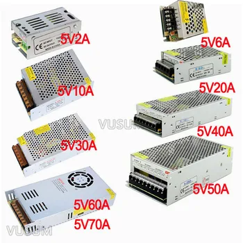 vusum Импульсный светодиодный источник питания 5V Трансформатор питания 110V 220V переменного тока в постоянный 5V 2A 6A 10A 20A 30A 40A 50A 60A 72A Драйвер