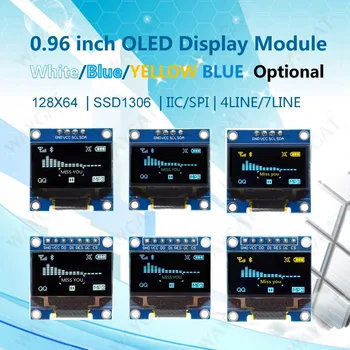 WAVGAT Синий Белый цвет 128X64 Желто-Синий OLED LCD Светодиодный Модуль Дисплея Для Arduino 0,96 дюйма I2C IIC Серийный новый оригинальный