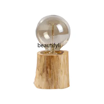 zq Дерево ручной работы, брусок дерева или камня, бревенчатый пень, настольная лампа, креативная настольная лампа, барная прикроватная лампа, скандинавские лампы