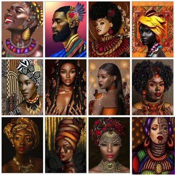 Алмазная живопись своими руками, полная Квадратная Африканская женщина, Наборы для рукоделия, Алмазная вышивка, Мозаичный портрет девушки, модульные картины