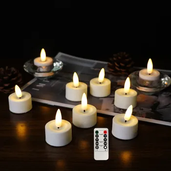 Беспламенные мерцающие светодиодные чайные гирлянды на батарейках, свечи с дистанционным управлением, обетные свечи, Свадебный рождественский декор на День Святого Валентина