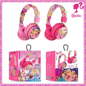 Беспроводные Bluetooth-наушники Barbie, модные гарнитуры Kawaii Pink, гарнитура из аниме-мультфильма, стереонаушник с микрофоном, подарок для девочки