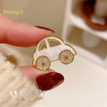 Блестящая U-образная булавка для лацкана в форме автомобиля с драгоценными камнями для женщин и мужчин, модный аксессуар SUP012
