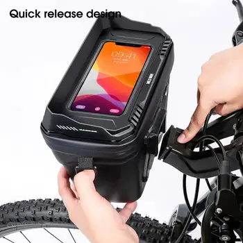 Велосипедные сумки объемом 3 л, чехол для телефона на руле, чувствительный сенсорный экран, дизайн отделения из искусственной кожи, Передняя сумка на руль
