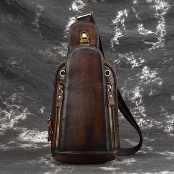 Винтажная мужская нагрудная сумка из воловьей кожи, высококачественная мужская сумка-мессенджер из натуральной кожи, повседневная сумка через плечо, модная сумка-слинг