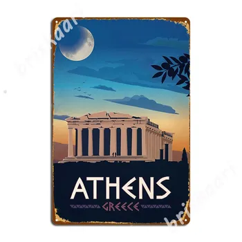 Винтажный Афинский туристический плакат Греции Металлические вывески паба Дизайн гостиной Тарелки Жестяные вывески Плакаты