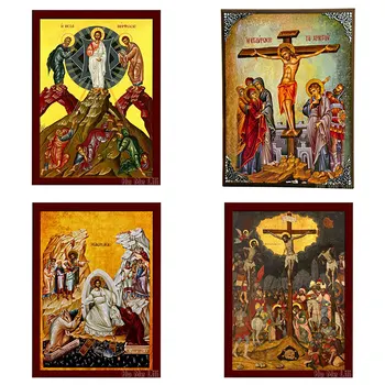 Воскрешение Иисуса Христа Греческая православная икона Византийского искусства, Настенное Изображение Нашего Господа, Воскресающего Из мертвых, Подарок для домашнего Декора