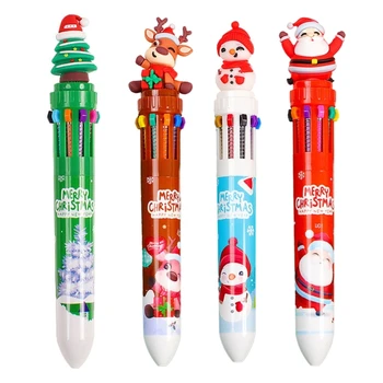 Выдвижная Многоцветная Ручка Рождественская Шариковая Ручка для Студента Calss Reward Christmas Party Favor Y9RF