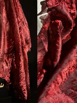 Гофрированная крепированная ткань, красная волна воды, креативная светоотражающая текстура, дизайнер одежды, ткань для шитья одежды, Материал ткани