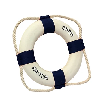 Добро пожаловать на борт Пенопластового морского Спасательного круга, Кольцо для лодки, Настенное Украшение для дома, Синий 50 см