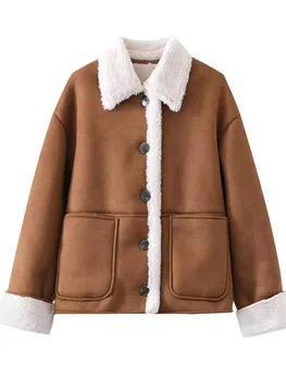 Зимняя новинка женской моды в Европе и США, повседневная однобортная куртка из замши с диким трендом, пиджак