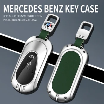 Кожаный автомобильный Брелок с дистанционным Управлением Из цинкового сплава Case Cover Shell Для Mercedes Benz W223 Class S300 S350 S450 S500 2020 2021 брелки для ключей