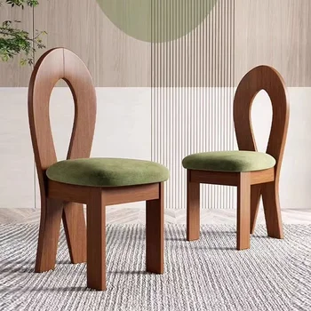 Косметический стул из массива дерева во французском ретро-средне-древнем стиле, обеденный стул для ресторана с проживанием в семье в отеле
