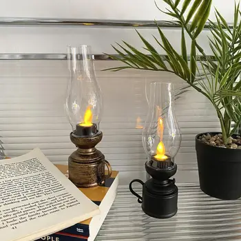 Красивая светодиодная свеча с теплым светом, реквизит для съемки, долговечный старомодный электронный керосиновый светильник 80-х годов