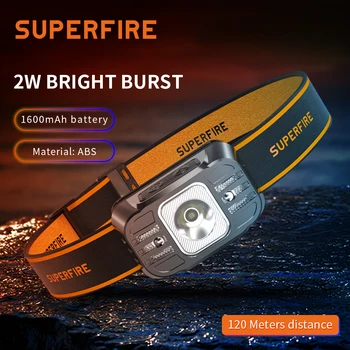 Мини-светодиодная фара SuperFire HL75-X, 7 режимов освещения, перезаряжаемая мощная сенсорная фара, Регулируемый наружный фонарь