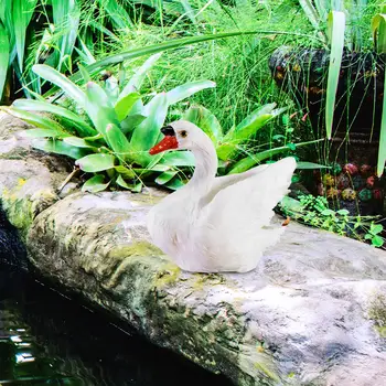 Модель искусственного лебедя, реалистичная модель птицы с перьями для внутреннего дворика с газоном во внутреннем дворике