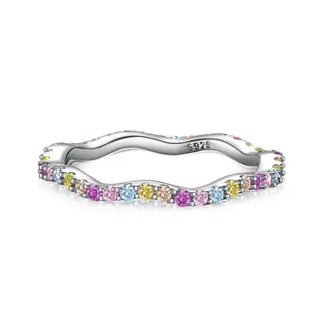 Модное кольцо из стерлингового серебра 925 пробы, инкрустированное разноцветным цирконом, Универсальное Изящное кольцо закрытого типа