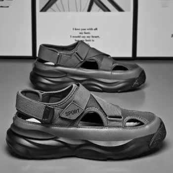 Мужская 2023 Новая Спортивная обувь Baotou, Мужские Сандалии для Вождения Папы, Мужская Пляжная Обувь, сандалии на платформе, Летние Повседневные Сандалии в Пещере