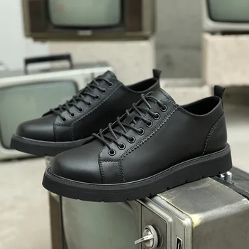 мужская повседневная оригинальная кожаная обувь, черная обувь на платформе со шнуровкой, дышащие джентльменские кроссовки в уличном стиле, трендовые кроссовки fotowear zapato
