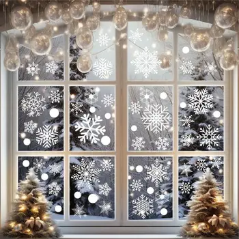 Наклейка на зеркальную плитку, Праздничные наклейки на окно в виде снежинки, 6 шт. Набор для стеклянной двери, камина, Рождественская Электростатическая пленка для дома
