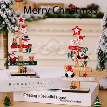 Настольная Рождественская елка, Санта-Клаус, Маленькое Настольное Подвесное украшение, Деревянные Рождественские таблички, Украшение на доске, Новогодние подарки