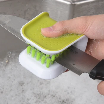 Новая щетка для мытья ножей U-образного типа, Щетка для кухонной посуды, Открывающаяся щетка для чистки салона автомобиля, инструмент для мытья автомобильных ремней безопасности.
