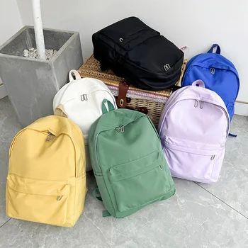 Новый водонепроницаемый нейлоновый женский рюкзак, женские дорожные рюкзаки, школьная сумка для девочек-подростков, Однотонная сумка для книг Mochila Bookbag