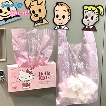 Новый Прозрачный Портативный Одноразовый Мешок Для мусора с рисунком Sanrio Hellokitty Kawaii Pink Подходит для многих сценариев
