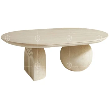 Овальный журнальный столик Nordic oval coffee table Небольшой круглый овальный журнальный столик из массива дерева