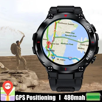 Оригинальные K37 GPS Смарт-Часы Мужские 1.32 IPS 480mAh Фитнес-Трекер С Пользовательским Циферблатом Частоты Сердечных Сокращений IP68 Водонепроницаемые Спортивные Смарт-часы На Открытом воздухе