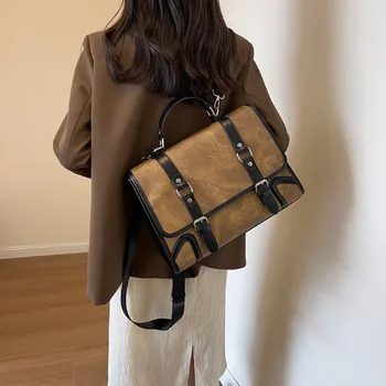 Осенне-зимняя винтажная дизайнерская сумка-мессенджер, рюкзак большой емкости, портфель на одно плечо, модный рюкзак через плечо в стиле опрятности
