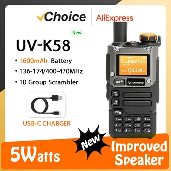 Портативная рация Quansheng UV-K6 мощностью 5 Вт UV-K58 UV-K5 (8) Двустороннее радио USB-C С прямой зарядкой, Многополосное AM FM UHF VHF DTMF Обновление UVK5