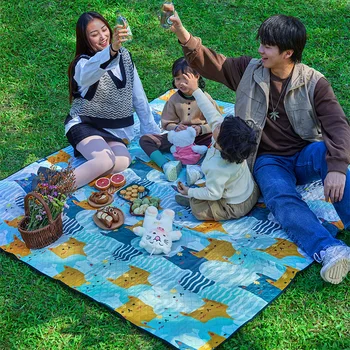Портативный влагостойкий коврик из ткани для пикника на открытом воздухе, утолщенный коврик для палатки для пикника, весенний коврик для пикника на лужайке