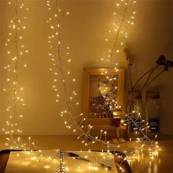 Рождественская гирлянда длиной 12 м на 400 светодиодов, звездное скопление, USB-питание от фейерверка с дистанционным управлением, сказочный свет, гирлянды из медной проволоки