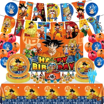 Тема Dragon Ball Вечеринка по Случаю Дня Рождения Сон Гоку Вегета Выдвижной Флаг Баннер Цифры Воздушный Шар Вставка Торта Украшение Рождественский Подарок для детей