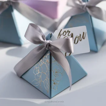 Треугольная пирамидальная коробка для конфет, коробки для свадебных сувениров и подарков, пакеты для конфет, украшения для гостей, принадлежности для вечеринки в честь дня рождения
